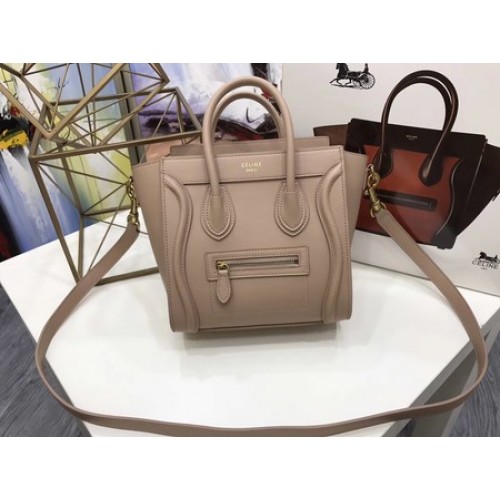 Celine Equipaje Bolso Tote Nano Cuero Original CC3560 Albaricoque