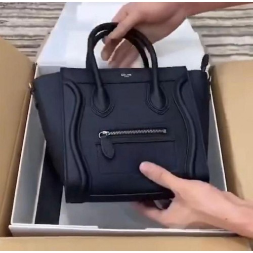 Celine Equipaje Mini bolso tote de cuero original 88022 Negro