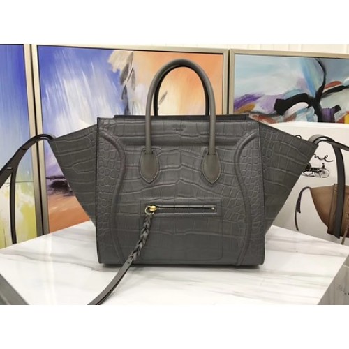 Celine Equipaje Phantom Tote Bag Croco Leather CT3372 Gris