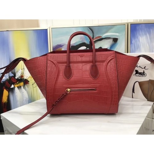 Celine Equipaje Phantom Tote Bag Croco Leather CT3372 Rojo