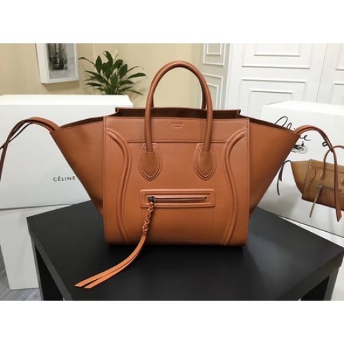 Celine Equipaje Phantom Bolso Tote Cuero Liso CT3372 Marrón