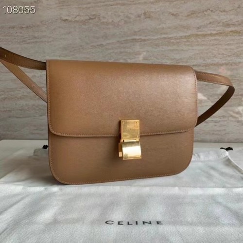 Celine BOLSO CLÁSICO MEDIANO DE BECERRO NATURAL 189173 Marrón