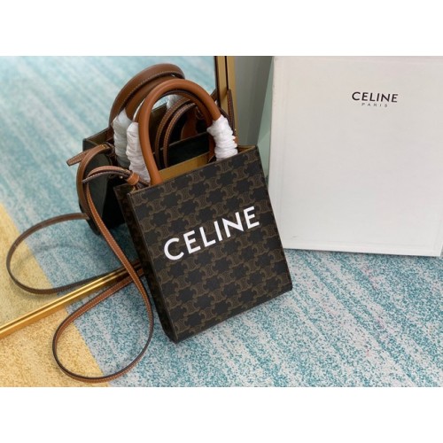 Celine MINI CABAS VERTICAL EN TRIOMPHE CANVAS 194372 negro