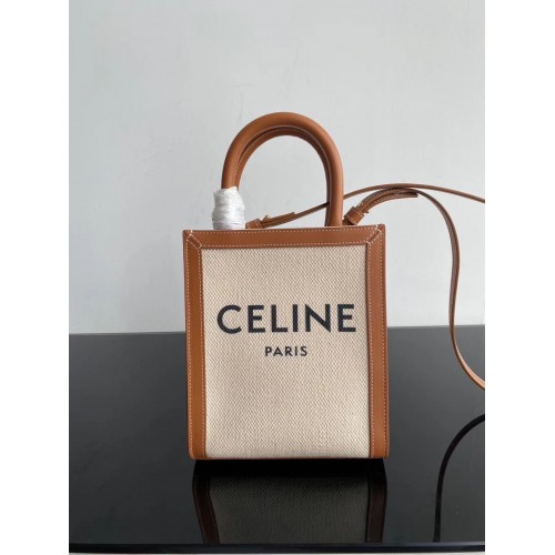 Celine MINI CABAS VERTICAL EN LONA TRIOMPHE CL01541 Marrón