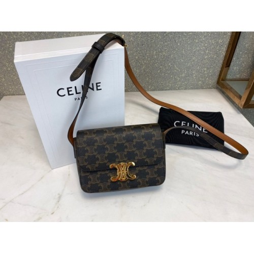 Celine BOLSO MINI FOLCO DE LONA TRIOMPHE CL01503 tostado