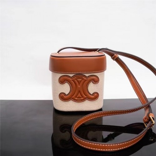 Celine BOLSO CLÁSICO MINI TEEN DE LONA TRIOMPHE Y PIEL DE BECERRO 199263 marrón