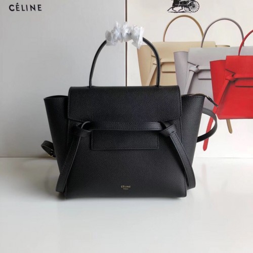 RIÑONERA Celine NANO DE PIEL DE BECERRO GRANULADA 99970 Negro