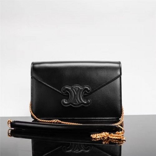 Celine CADENA ADOLESCENTE BESACE TRIOMPHE DE BECERRO BRILLANTE 10J733 negro