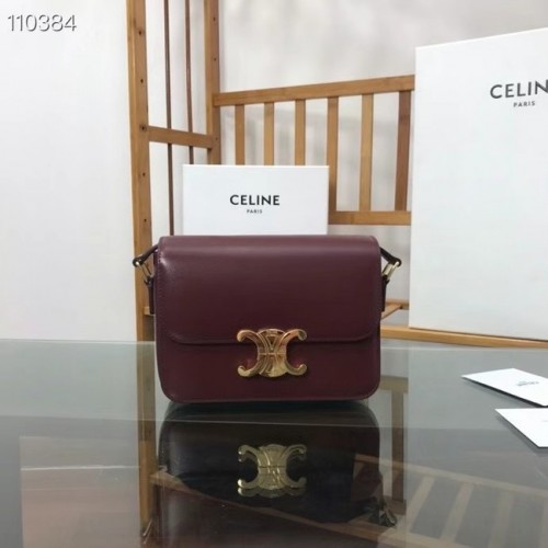 Celine BOLSO TEEN TRIOMPHE DE BECERRO BRILLANTE MINERAL 188423 Burdeos