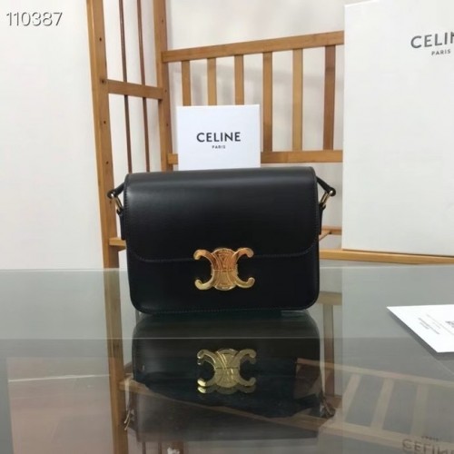 Celine BOLSO TEEN TRIOMPHE DE BECERRO BRILLANTE MINERAL 188423 negro