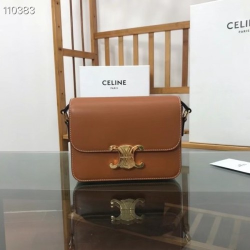 Celine BOLSO TEEN TRIOMPHE DE BECERRO BRILLANTE MINERAL 188423 marrón
