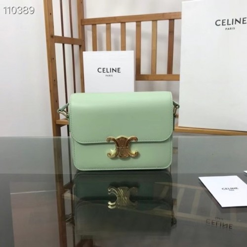 Celine BOLSO TEEN TRIOMPHE DE BECERRO BRILLANTE MINERAL 188423 verde claro