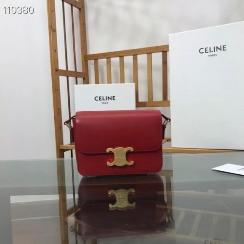 Celine BOLSO TEEN TRIOMPHE DE BECERRO BRILLANTE MINERAL 188423 rojo