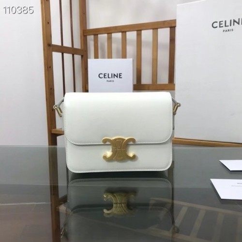 Celine BOLSO TEEN TRIOMPHE DE BECERRO BRILLANTE MINERAL 188423 blanco
