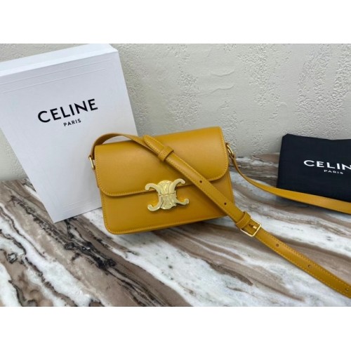 Celine BOLSO TEEN TRIOMPHE DE BECERRO BRILLANTE MINERAL 188423 amarillo