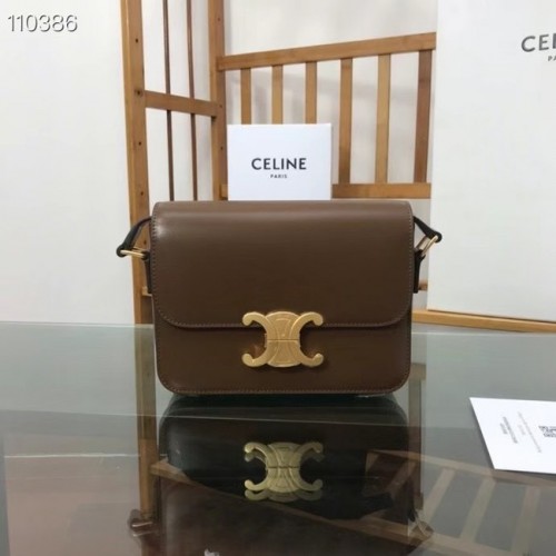 Celine BOLSO TEEN TRIOMPHE DE BECERRO BRILLANTE MINERAL 188423 Caqui