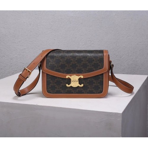 Celine BOLSO TEEN TRIOMPHE DE LONA TRIOMPHE Y BECERRO CL87368 TOSTADO