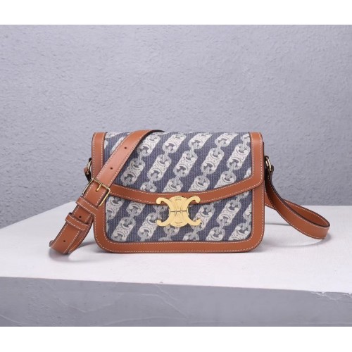 Celine BOLSO TEEN TRIOMPHE DE LONA TRIOMPHE Y BECERRO CL87368 azul