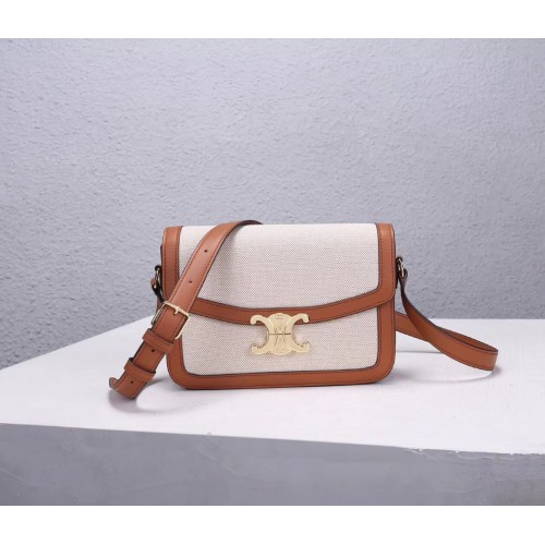 Celine BOLSO TEEN TRIOMPHE DE LONA TRIOMPHE Y BECERRO CL87368 blanco