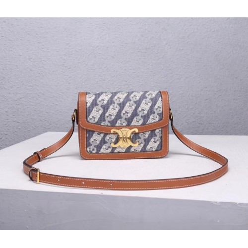 Celine BOLSO TEEN TRIOMPHE DE LONA TRIOMPHE Y BECERRO CL88423 AZUL