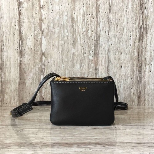 Celine BOLSO TRIO DE PIEL DE CORDERO LISA MINI 1920 negro