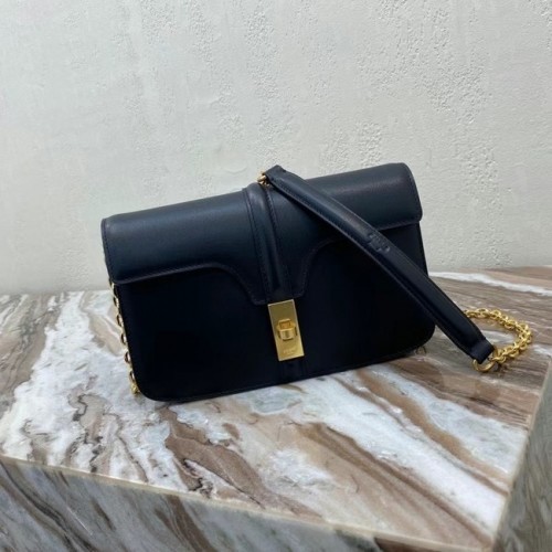 Celine BOLSO DE HOMBRO TRIOMPHE DE BECERRO BRILLANTE 194023 NEGRO