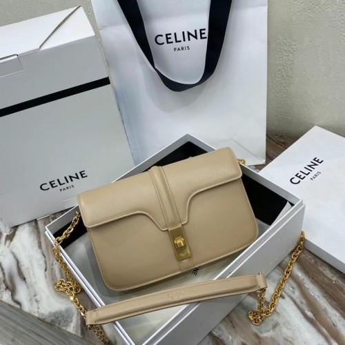 Celine BOLSO DE HOMBRO TRIOMPHE DE BECERRO BRILLANTE 194023 crema