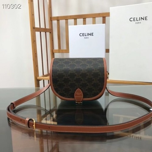 Celine BOLSO DE HOMBRO TRIOMPHE DE LONA TRIOMPHE Y PIEL DE BECERRO 191502 negro