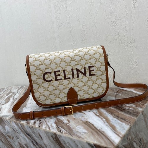 Celine BOLSO DE HOMBRO TRIOMPHE DE LONA TRIOMPHE Y PIEL DE BECERRO 193902 BLANCO