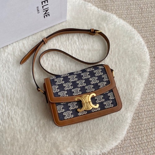 Celine BOLSO DE HOMBRO TRIOMPHE DE LONA TRIOMPHE Y PIEL DE BECERRO 194145