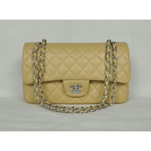 Chanel Classic Flap Bag 1112 Cuero de albaricoque Herrajes plateados