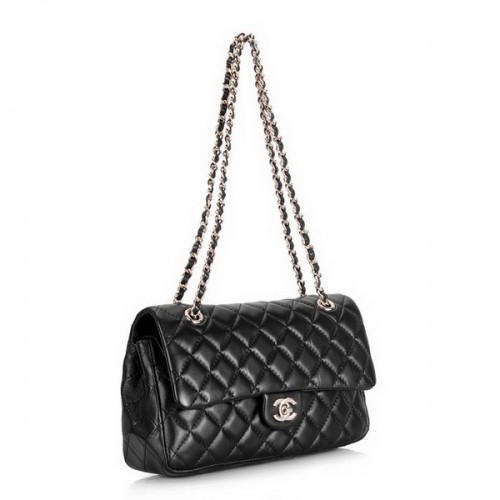 Chanel 2.55 Classic Series Flap Bag 1112 Black Leather Golden Hardware