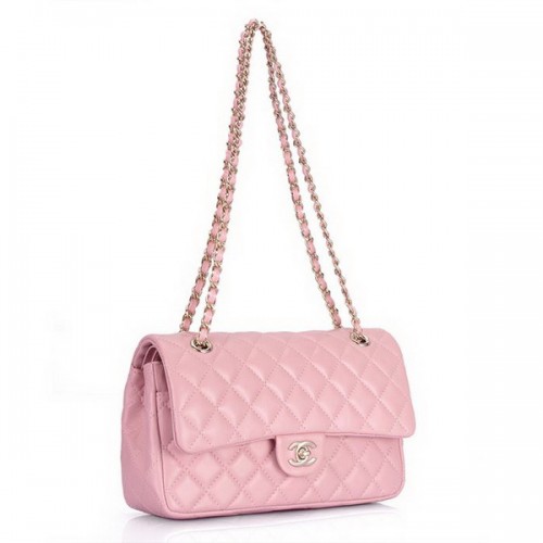 Bolso con solapa Chanel 2.55 Classic Series Cuero rosa 1112
