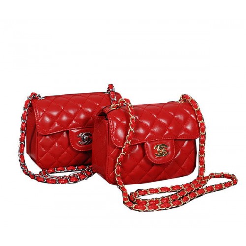 Bolso mini con solapa Chanel 1115 Classic en piel de oveja roja