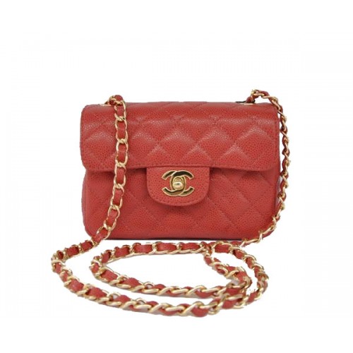 Cheap Chanel Classic mini Flap Bag 1115 Red Leather Golden Hardware