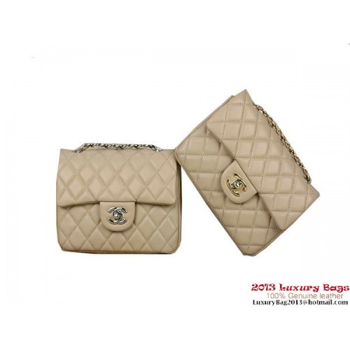 Chanel 1115 mini Classic Flap Bag Piel de oveja Albaricoque