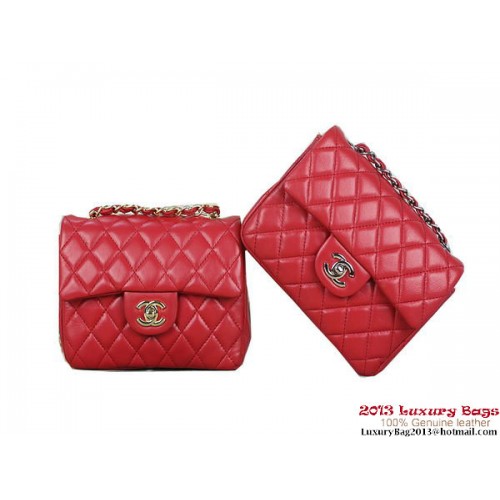 Chanel 1115 mini bolso clásico con solapa piel de oveja rojo