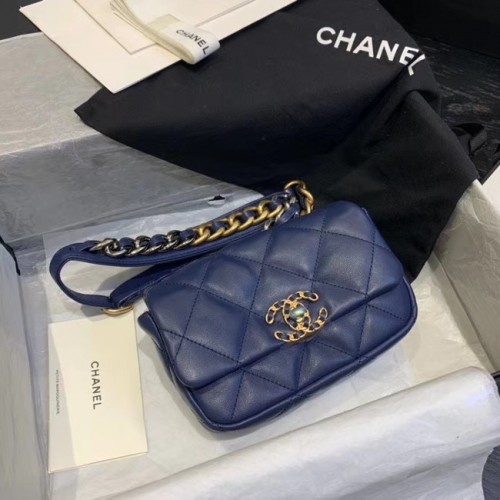 Chanel 19 Bodypack Piel Oveja AS1163 azul oscuro
