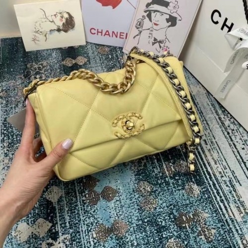 Bolso Chanel 19 solapa AS1160 AS1161 AS1162 amarillo claro