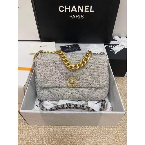 Bolso solapa Chanel 19 Tweed AS1160 Gris