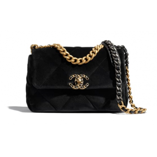 Bolso Chanel 19 solapa terciopelo AS1160 negro