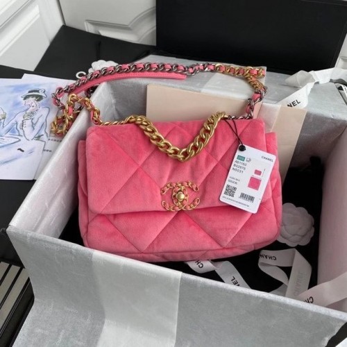 Bolso Chanel 19 solapa terciopelo AS1160 rosa