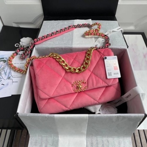 Bolso Chanel 19 solapa terciopelo AS1161 rosa