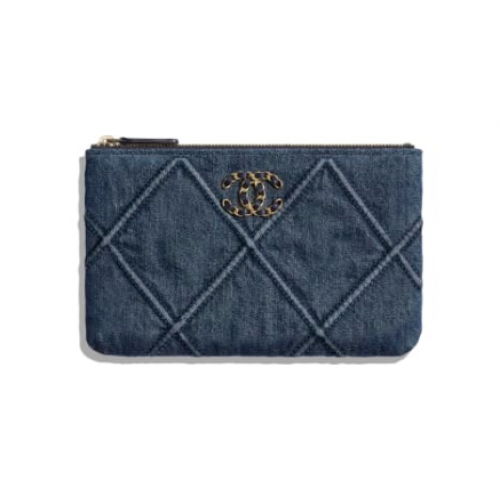 Bolso de mano pequeño Chanel 19 AP1059 azul