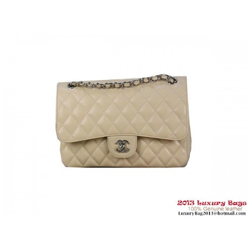 Chanel 2.55 Classic Flap Bag Apricot Original Cannage Patterns Leather Silver