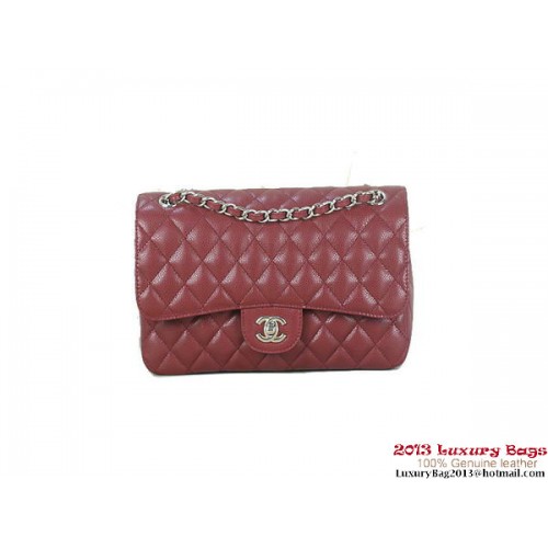 Chanel 2.55 Classic Flap Bag Bordeaux Original Cannage Patterns Cuero Plata