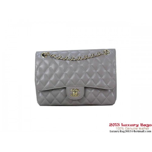 Chanel 2.55 Classic Flap Bag Grey Original Cannage Patterns Leather Gold