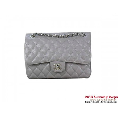 Chanel 2.55 Classic Flap Bag Grey Original Cannage Patterns Cuero Plata