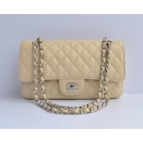 Chanel 2.55 Bolso con solapa acolchada 1112 Beige con herrajes plateados