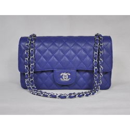 Chanel 2.55 Bolso con solapa acolchada 1112 Azul con herrajes plateados